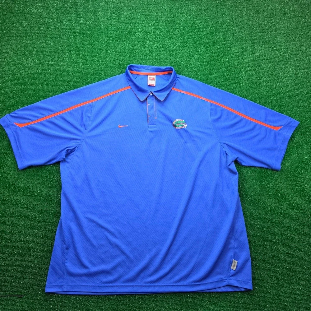 Florida Gators Nike Team Mens Polo Shirt Mens 2XL Blue Fit Dry Football‎ NCAA